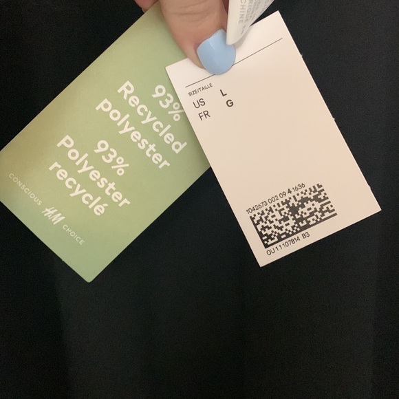 H&M Conscious Choice Little Black Dress with Rhinestone Straps size L - Picture 7 of 10